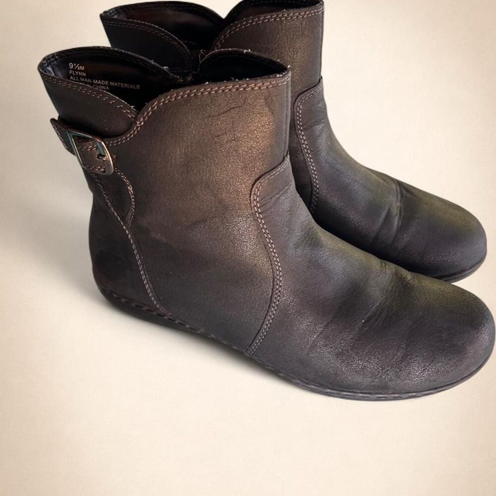 Sporto Flynn Black Ankle Boots Women’s 9.5M Buckle Zip Booties
